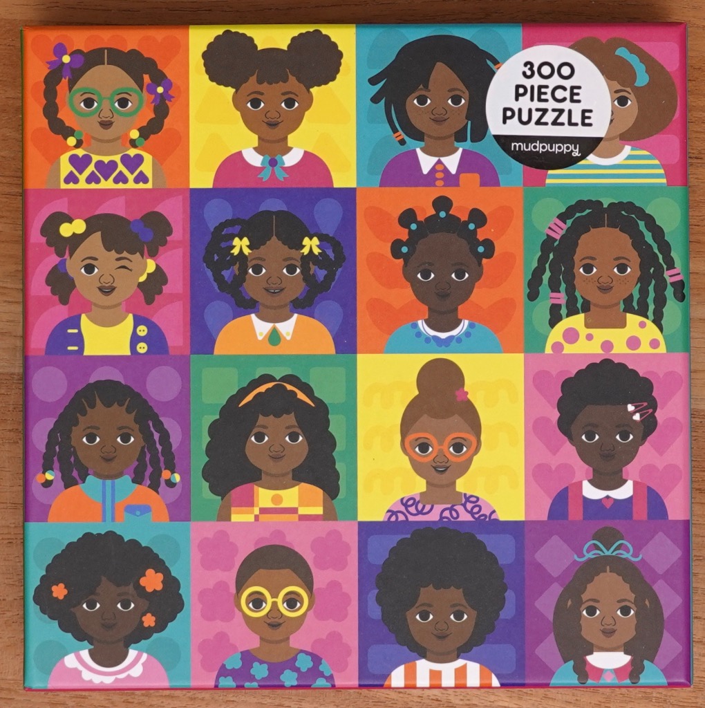 Grid of sixteen illustrations featuring diverse Black girls with varied hairstyles, expressions, and colorful clothing.