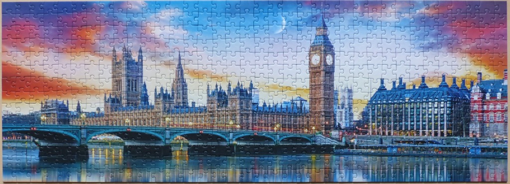 Panoramic view of the Houses of Parliament in London at sunset