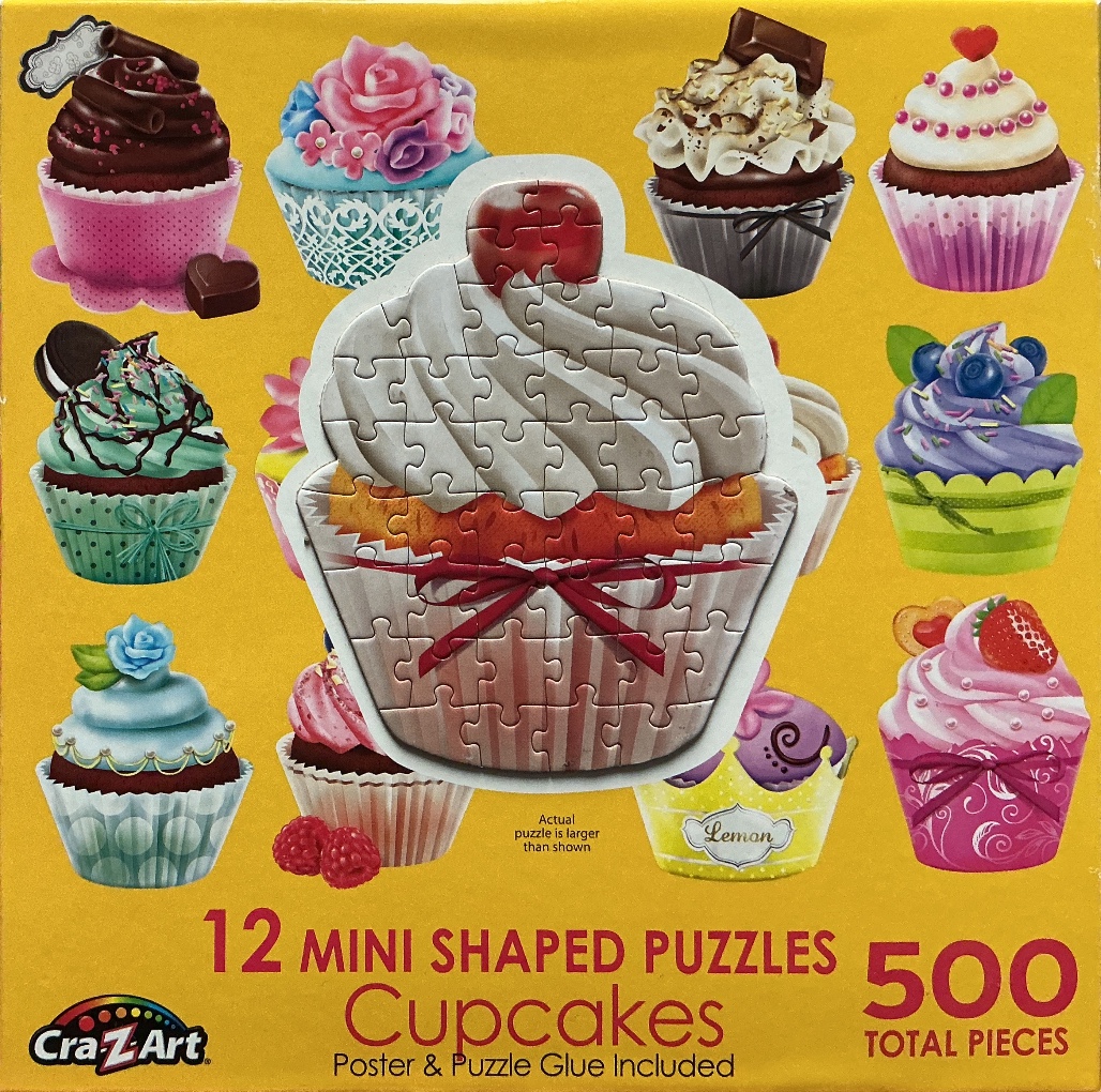 A collection of twelve colorful, decorative cupcakes against a bright yellow background.
