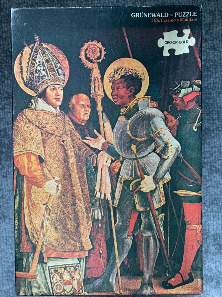Renaissance painting of Saint Erasmus in bishop robes and Saint Maurice in armor