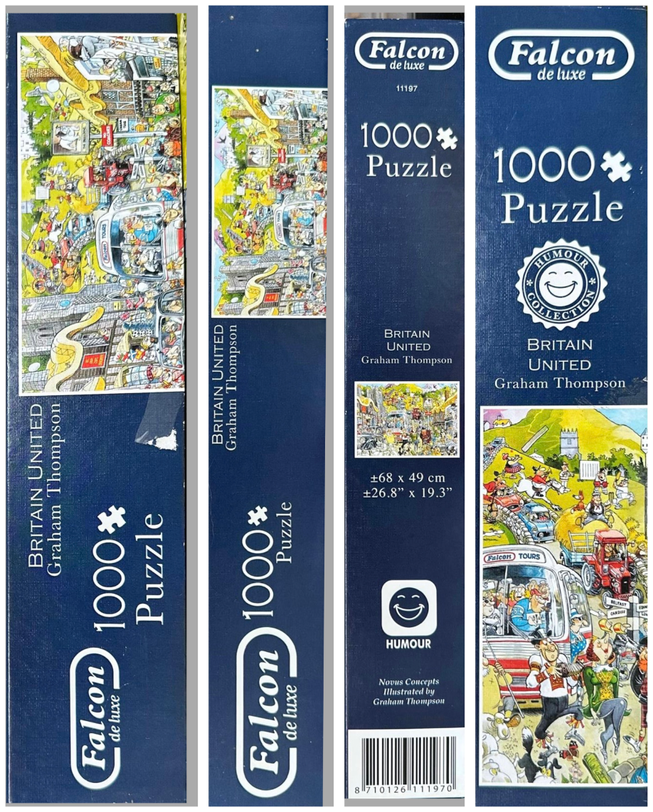 A cartoon illustration of a chaotic British countryside scene filled with tourists and local characters.