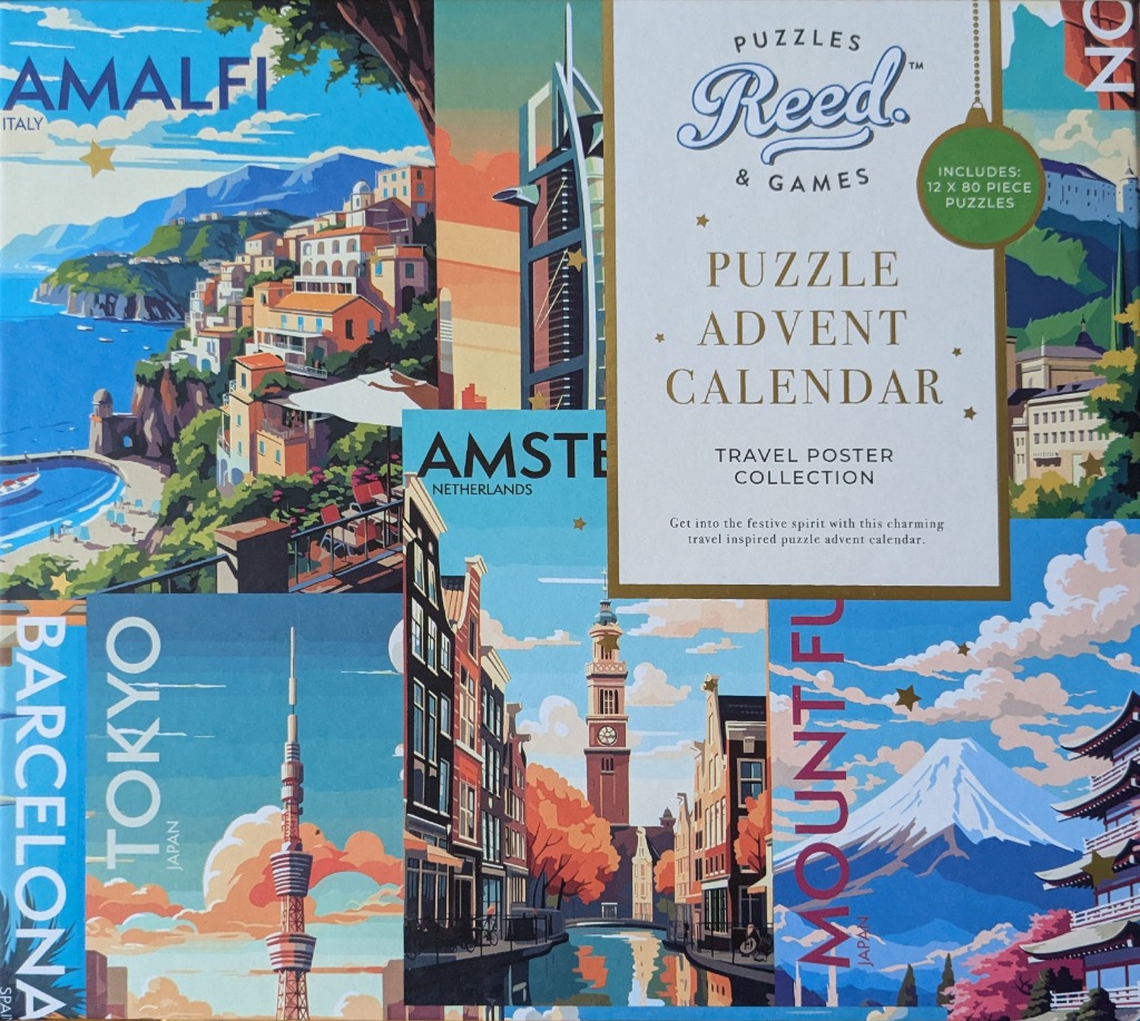 A montage of travel-inspired posters depicting famous landmarks and cities around the world in a stylized art format.
