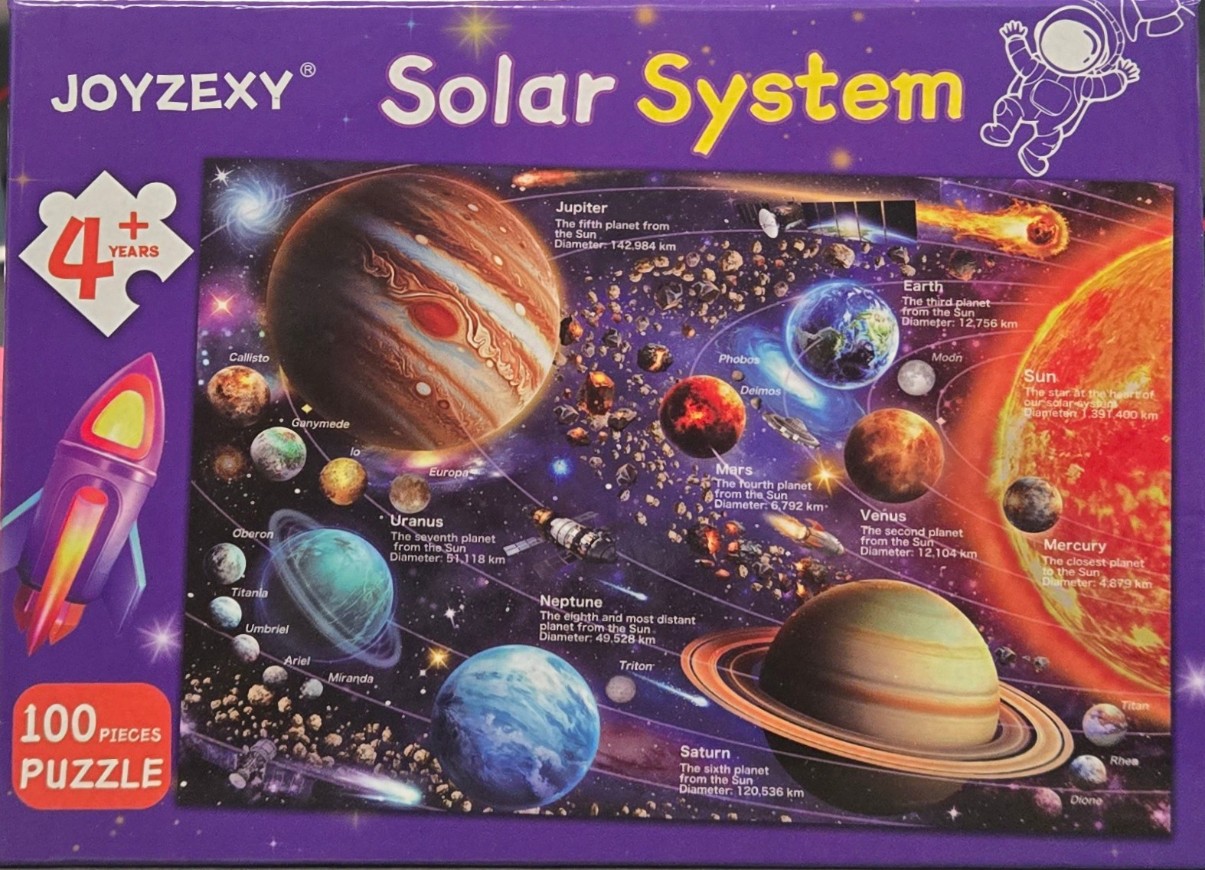 A cosmic map of the solar system showing planets, moons, and asteroids against a deep space background.