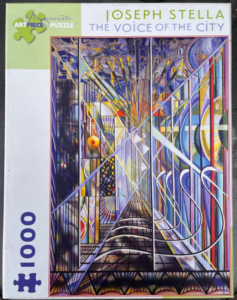 The Voice of the City by Joseph Stella, a futuristic and geometric painting of a bustling urban environment.