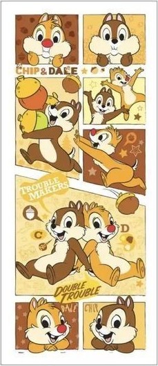 Comic-style illustration of two cartoon chipmunks engaged in mischievous activities
