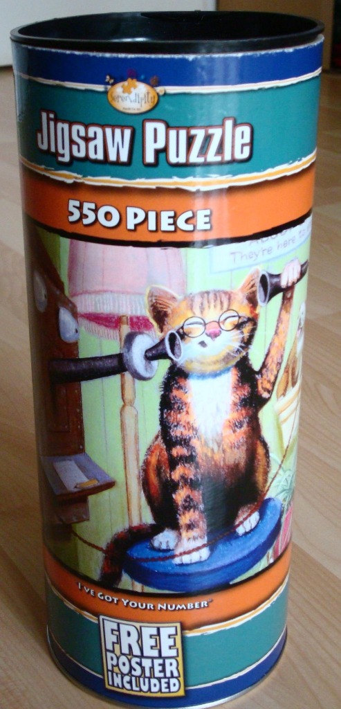 Illustration of a tabby cat wearing glasses and holding an old-fashioned telephone receiver.