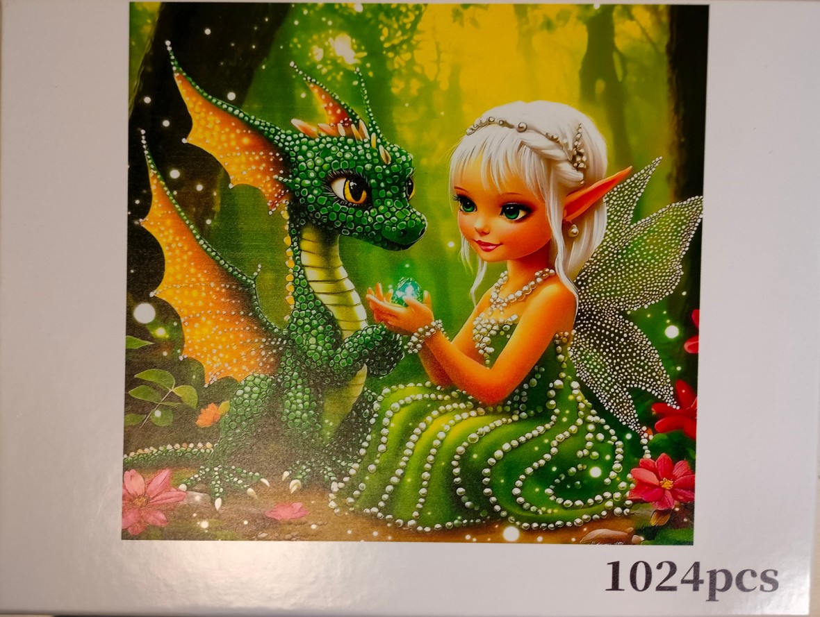A whimsical illustration of a young fairy with white hair and a small green dragon sharing a glowing gemstone in a forest.