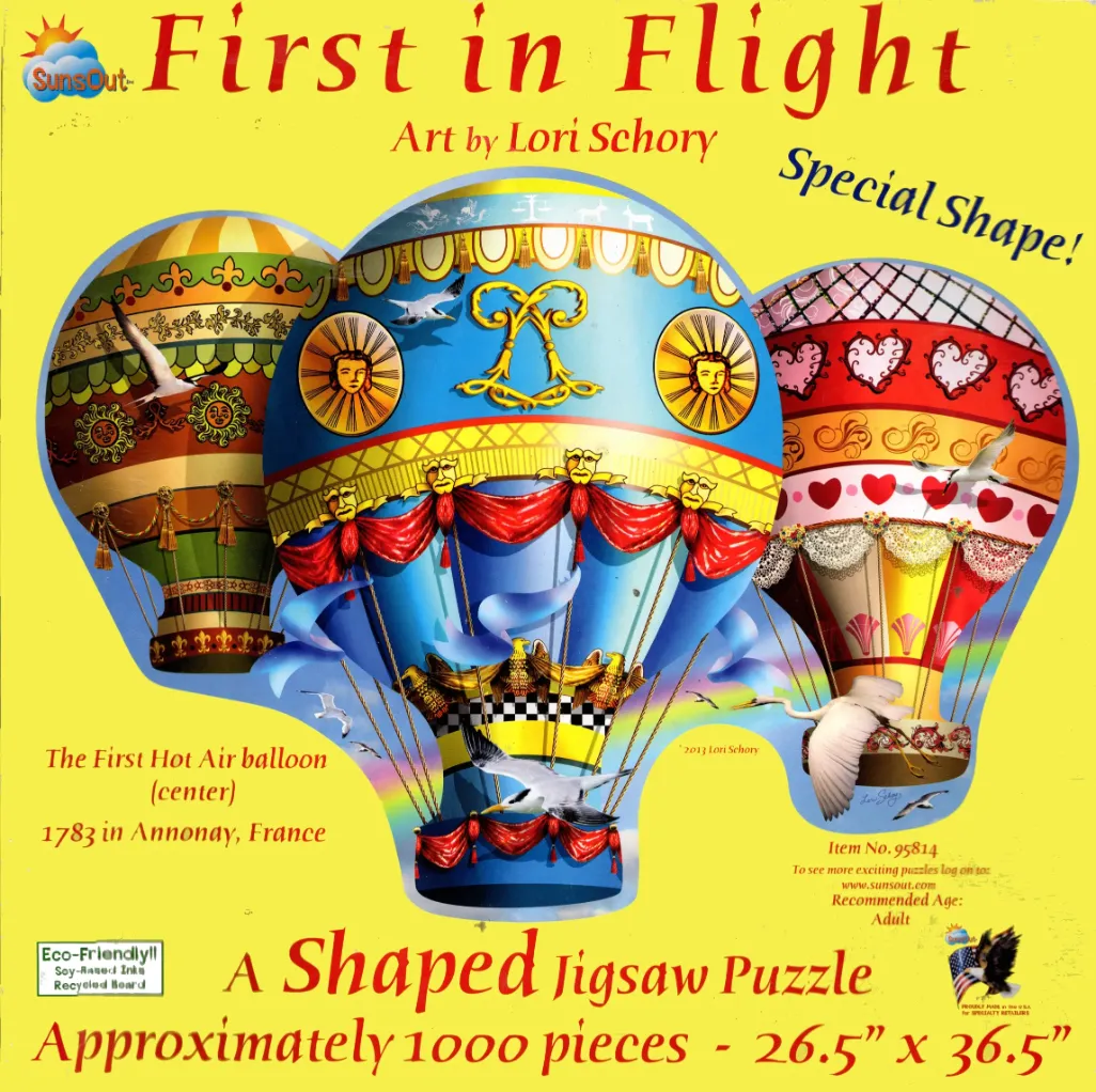 Three vintage-style hot air balloons flying against a bright yellow background.