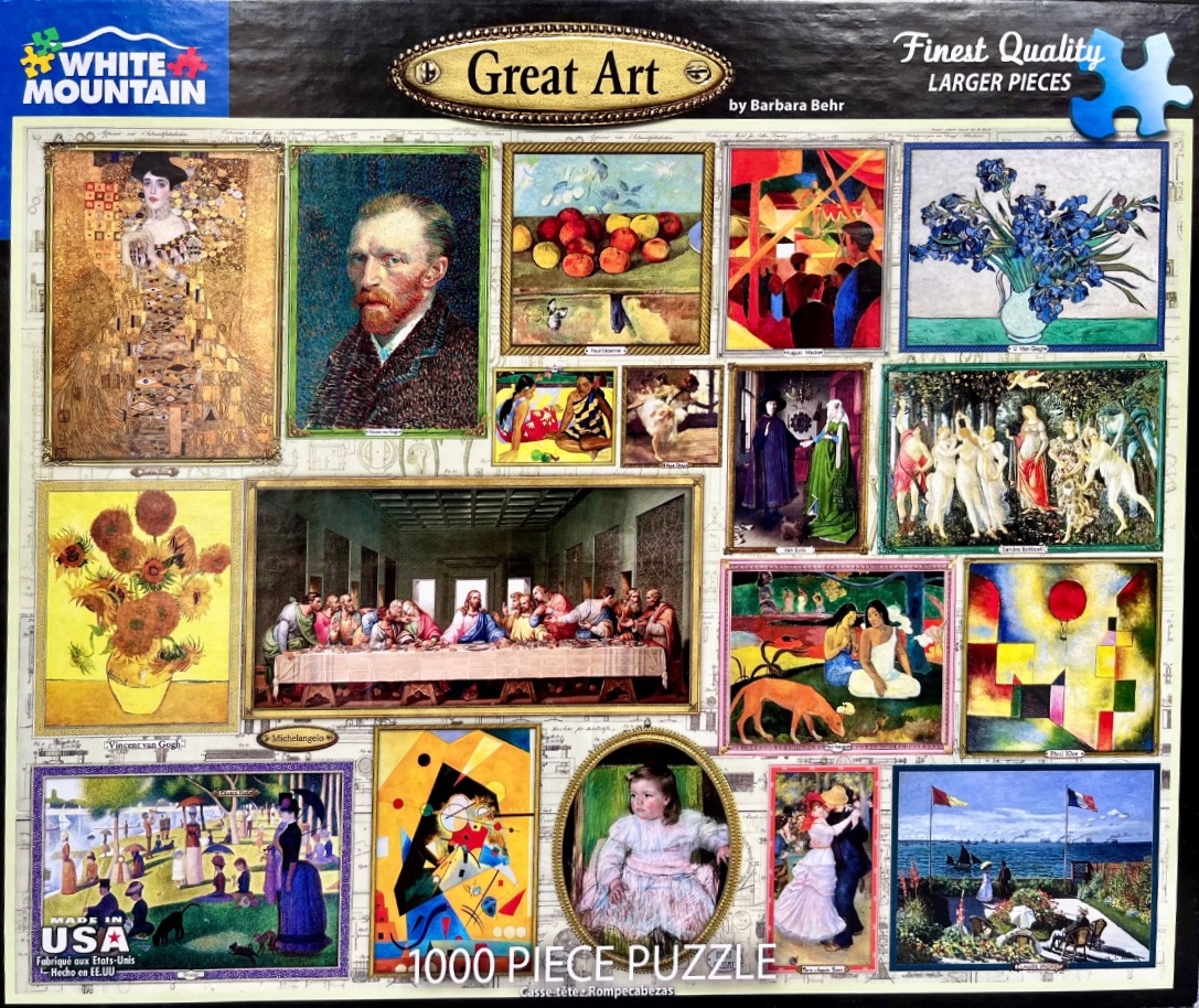 A collage of famous historical paintings framed on a parchment-style background.