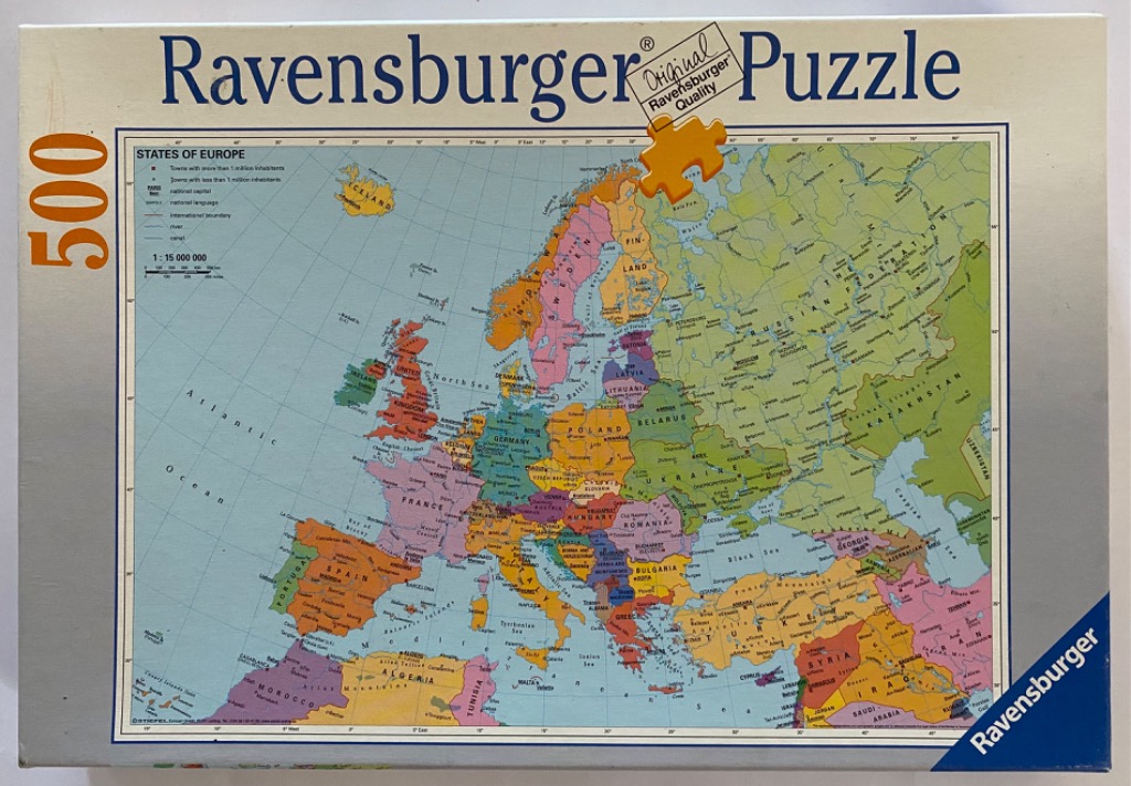 A political map of Europe showing various countries in different colours