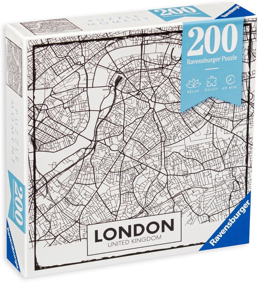 Black and white minimalist street map of London, United Kingdom.