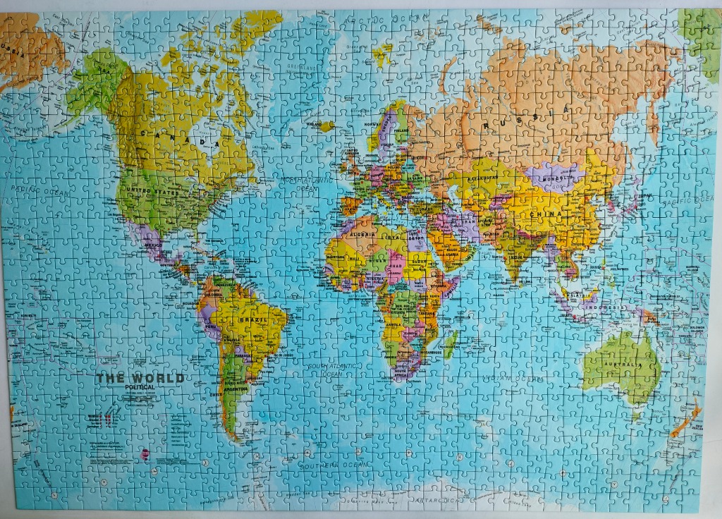 A political world map showing continents and countries in various pastel shades against a light blue ocean.