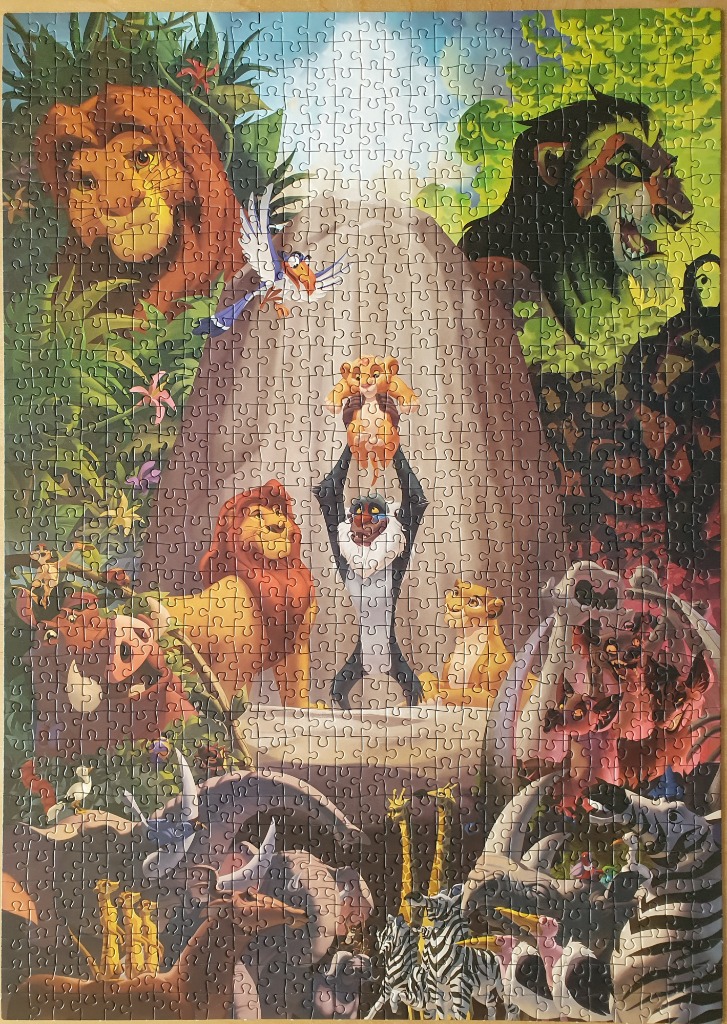 Animated characters from The Lion King gathered on Pride Rock