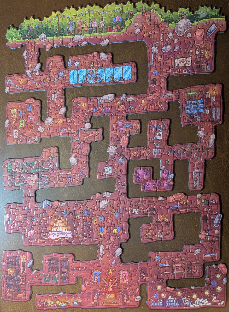 A whimsical illustration of a multi-level subterranean ant colony home featuring various rooms and tunnels.