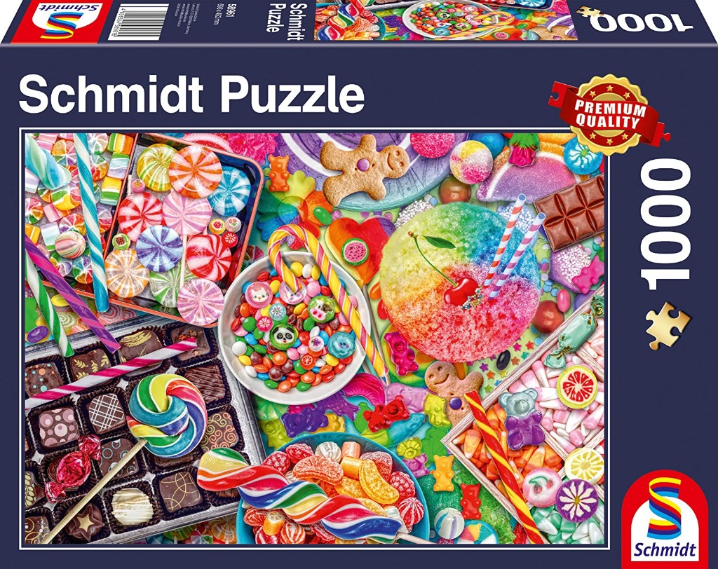 A vibrant, high-angle illustration overflowing with a colorful assortment of assorted candies, chocolates, and sweets.