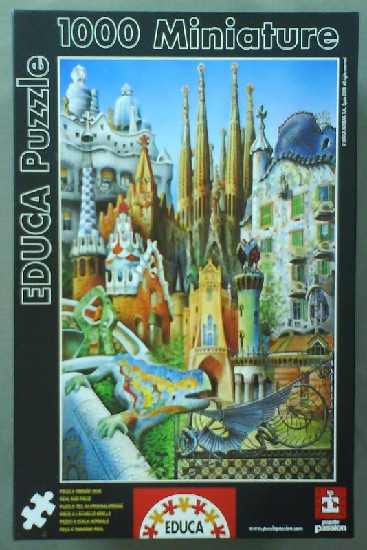 A collage of famous architectural landmarks in Barcelona, Spain including the Sagrada Familia and a mosaic lizard.