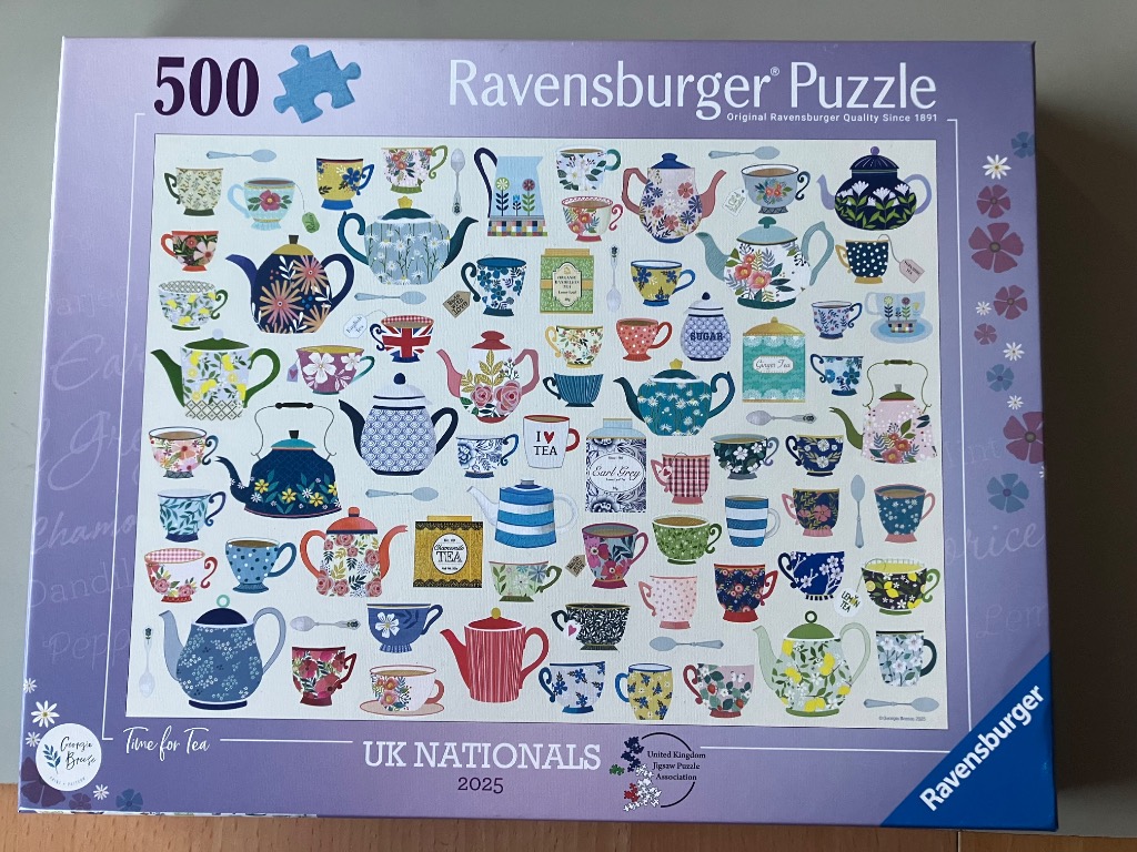 A collection of assorted teapots, teacups, and tea canisters illustrated in a colourful, decorative style.
