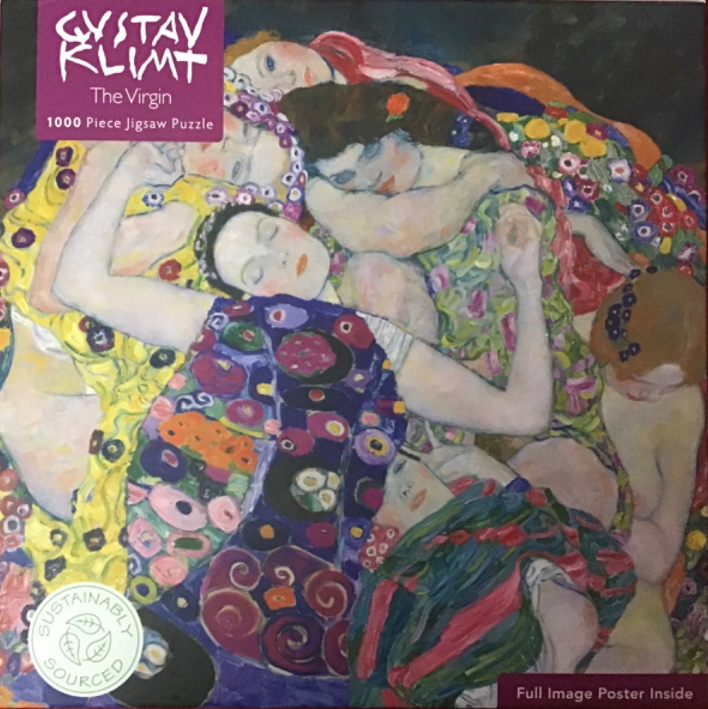 Gustav Klimt's The Virgin painting featuring a cluster of intertwined women in an Art Nouveau style.