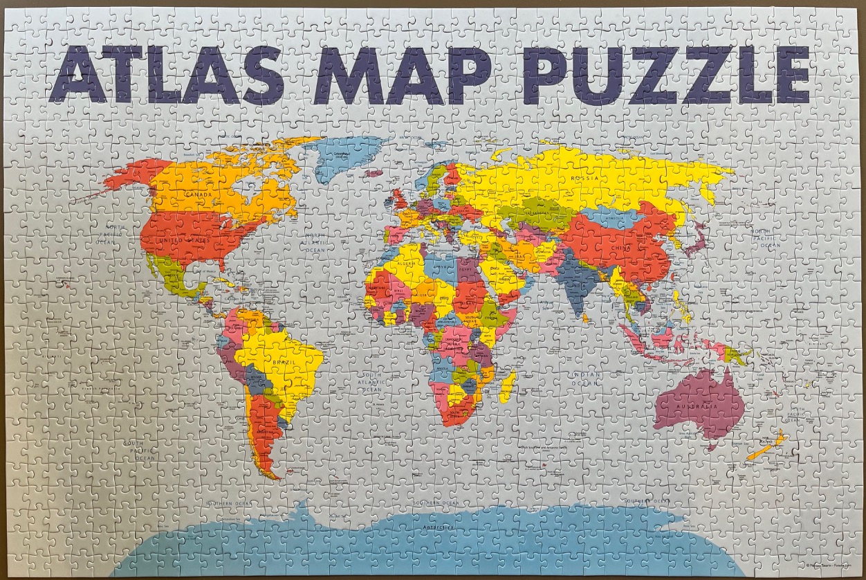 A political world map with colourful countries against a pale background and a large bold title at the top.