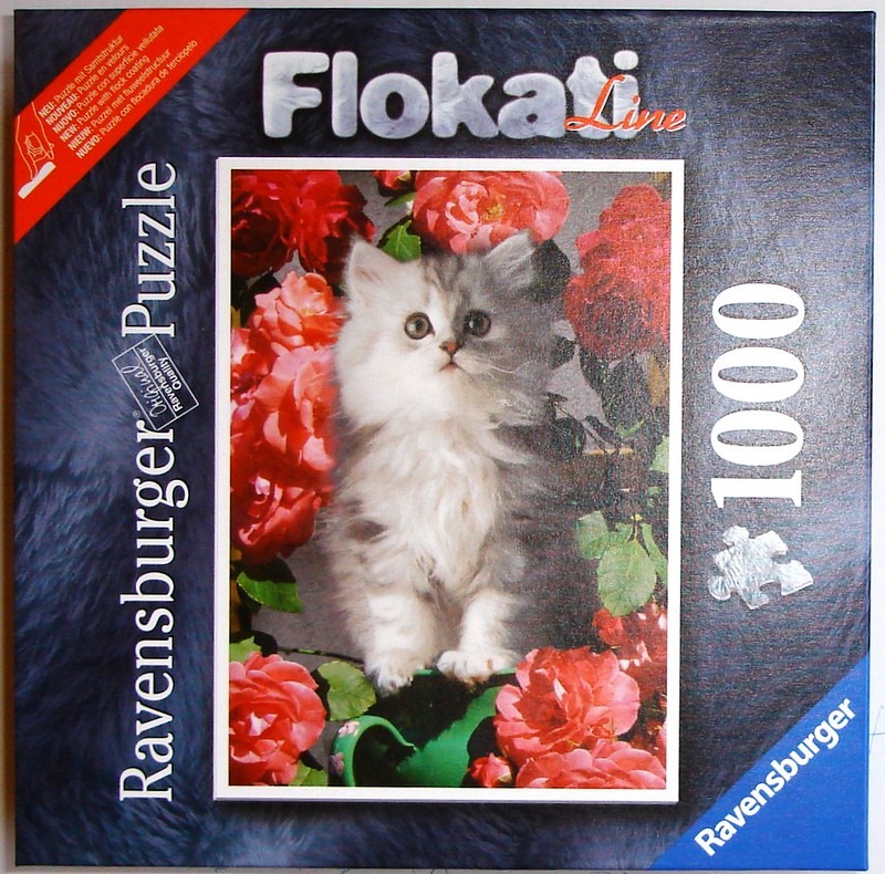 A long-haired kitten sits amongst a cluster of vibrant red roses.