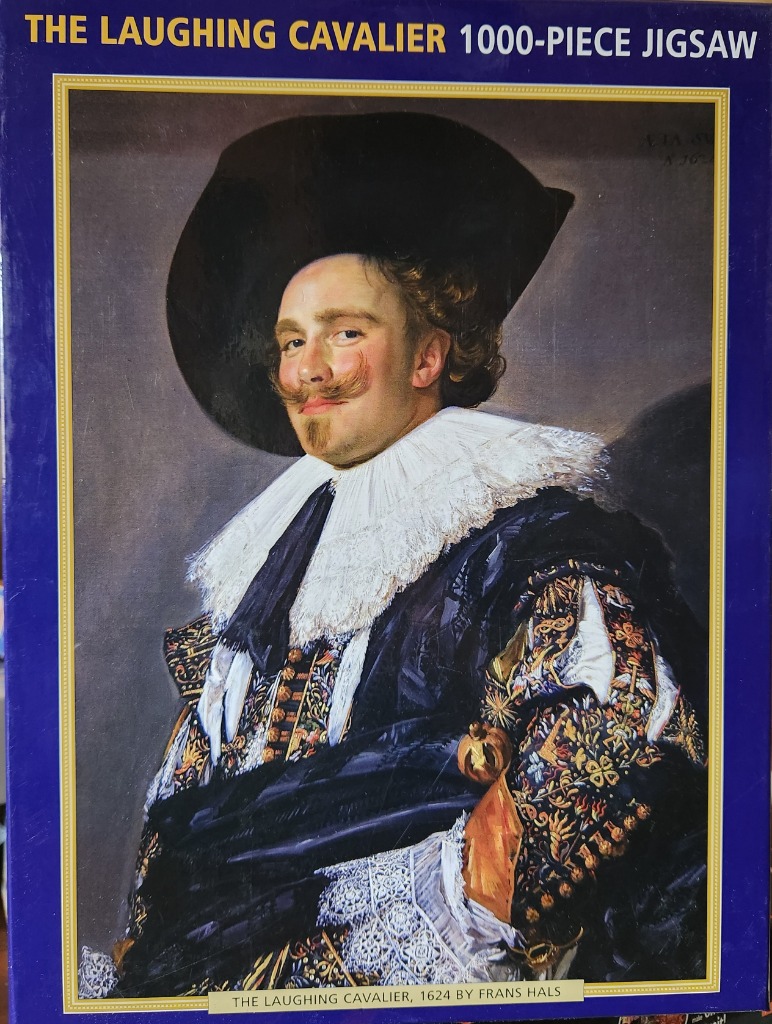 A reproduction of Frans Hals's oil painting 'The Laughing Cavalier'