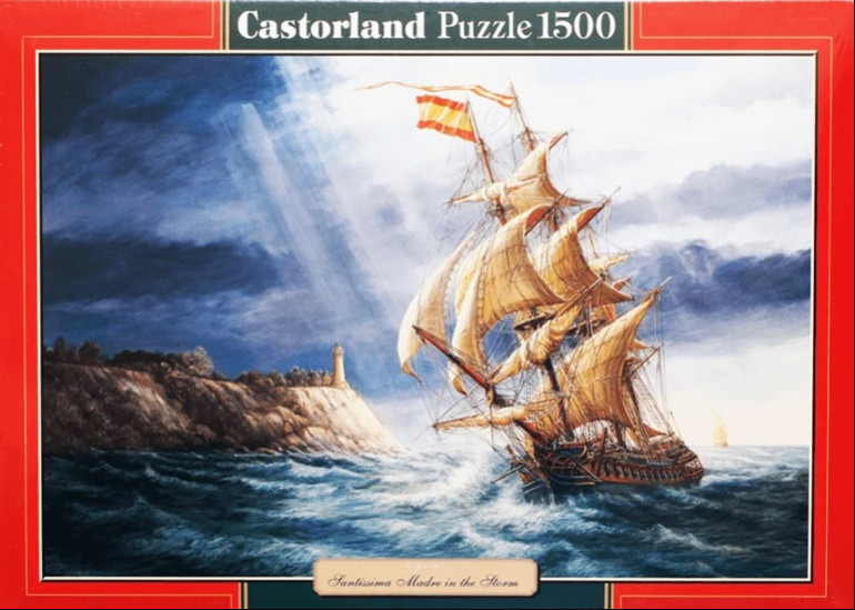 A majestic tall ship sailing through a stormy sea past a lighthouse on a cliffside.