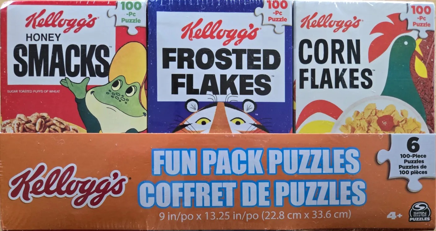 A collection of three classic cereal brand designs featuring cartoon characters and bold typography.