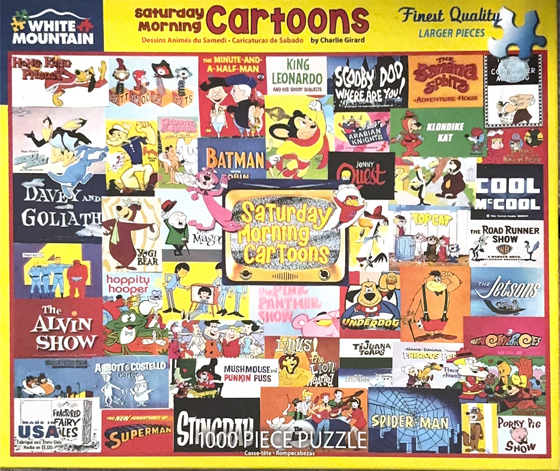 A collage of classic Saturday morning cartoon title cards and characters.