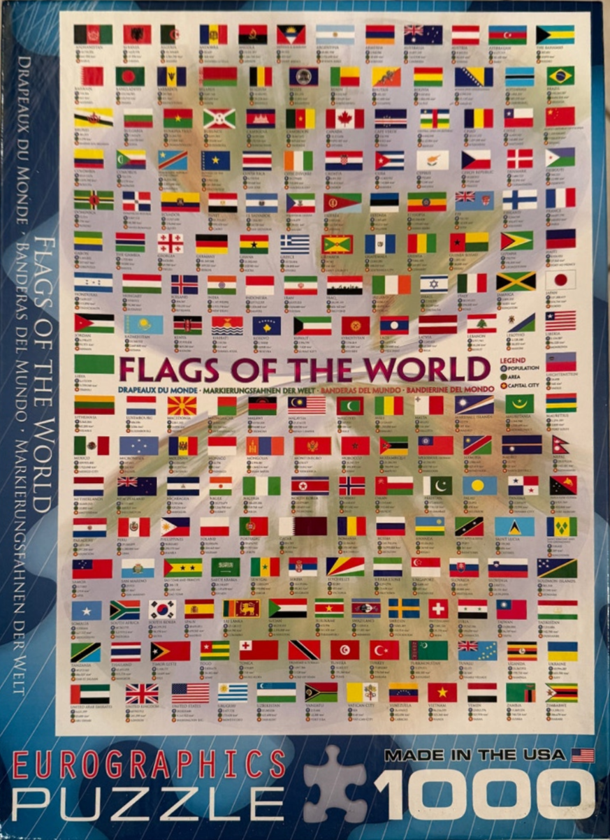 A grid of national flags from countries around the world, arranged in neat rows against a subtle map background.