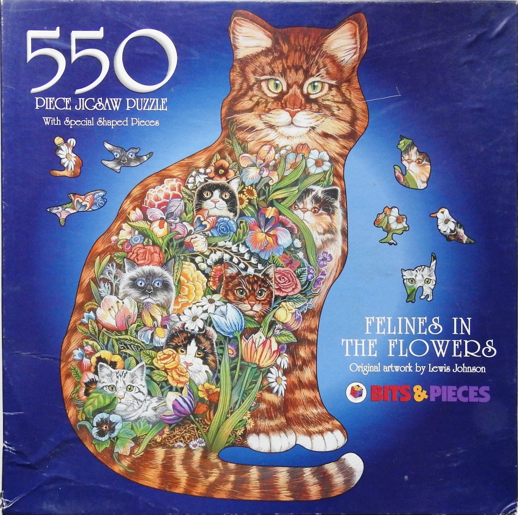 An illustration of a large ginger tabby cat filled with smaller kittens and vibrant flowers against a deep blue background.
