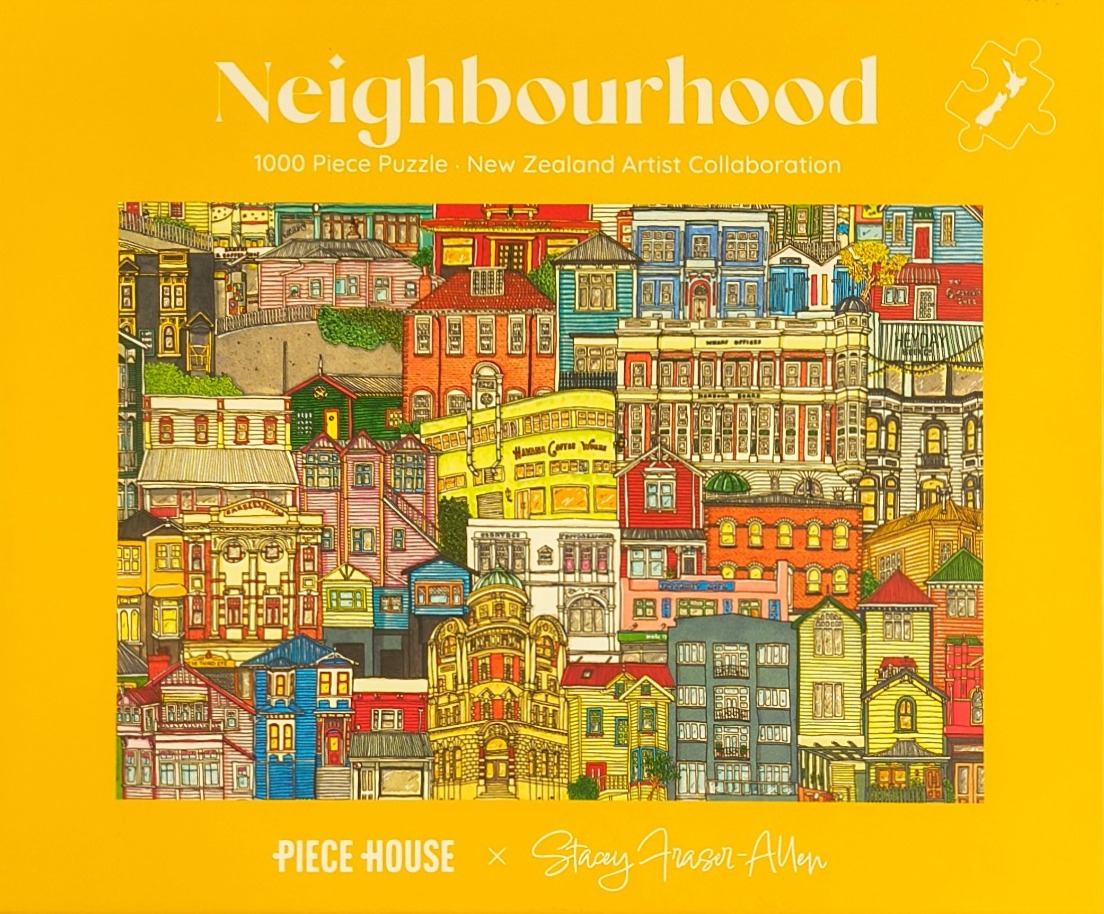 An illustration of a dense urban cityscape featuring colourful, historic multi-story buildings stacked together.