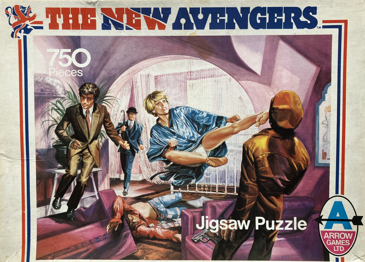 An illustration of characters in a dramatic fight scene from The New Avengers.