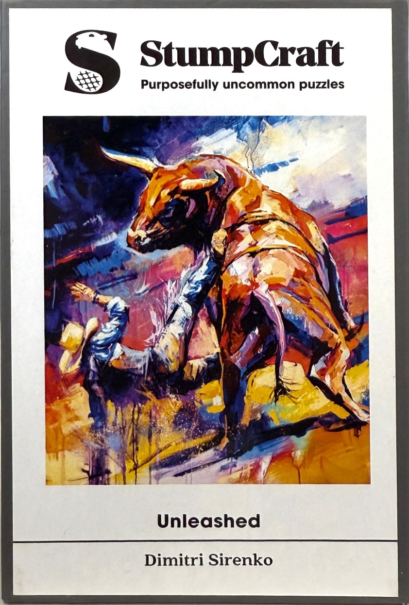 An expressionist oil painting of a powerful bull charging at a fallen rider in a dusty, colorful arena.