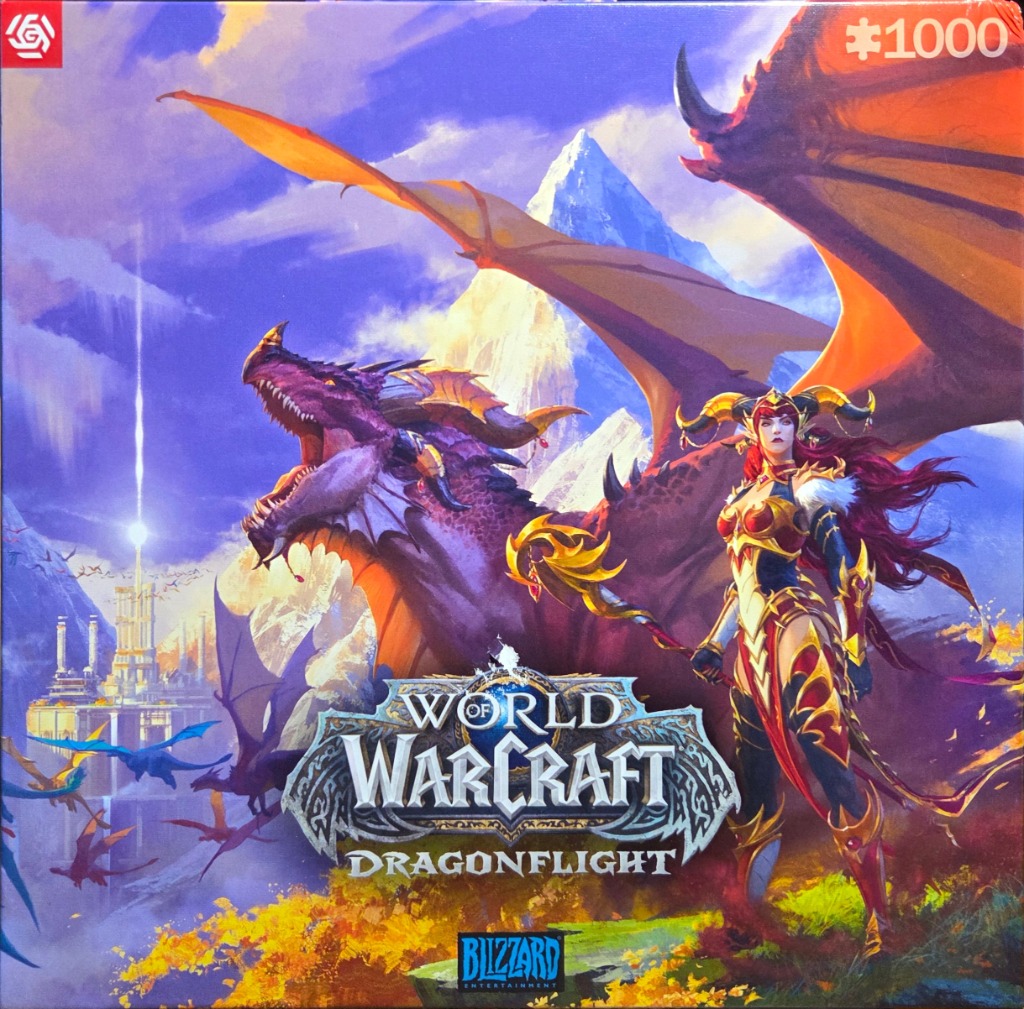 Fantasy illustration of a female warrior with a large dragon against a mountain landscape.