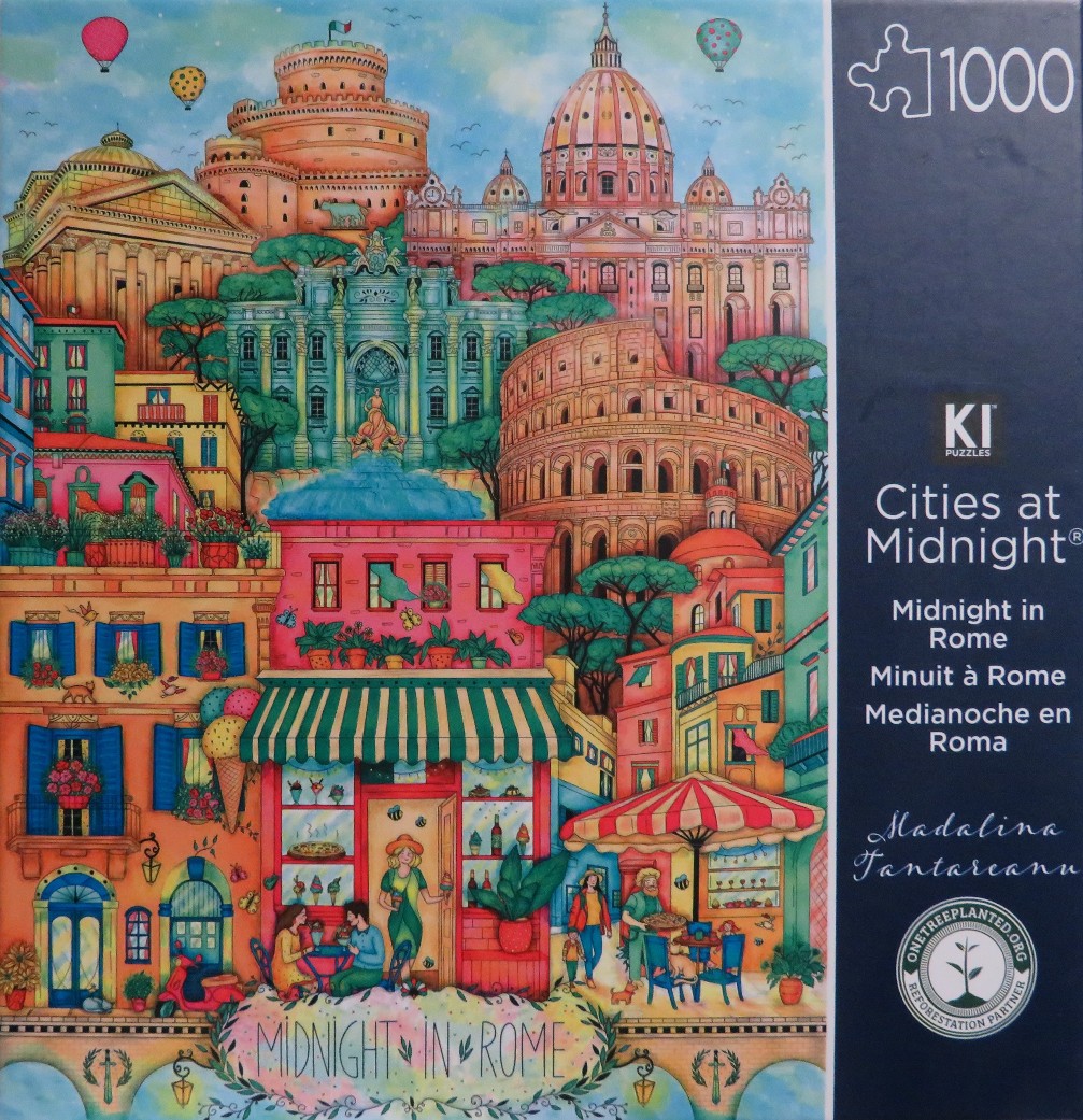 Whimsical illustration of Rome landmarks and city streets in a vibrant, colorful style.
