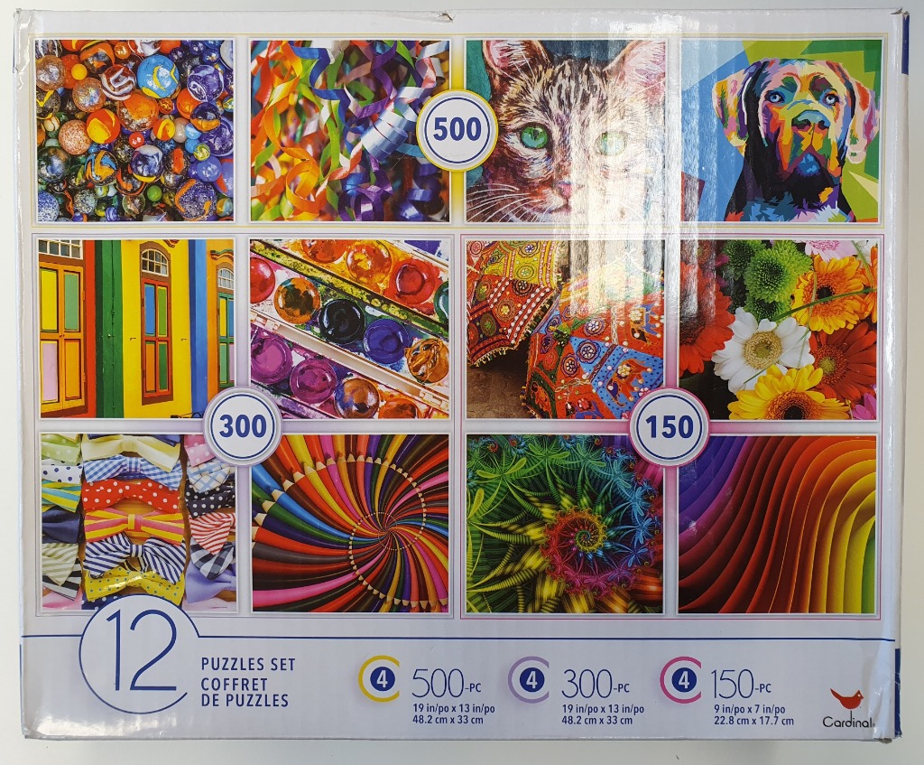 A collage of 12 vibrant, colorful images featuring themes like marbles, animals, flowers, and abstract patterns.