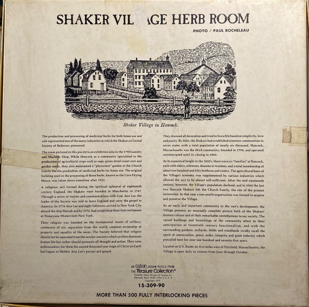 Shaker Village Herb Room
