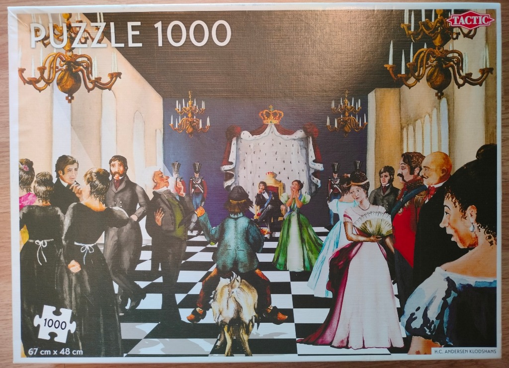 Illustration of a lively 19th-century royal court scene with people dancing in a ballroom.