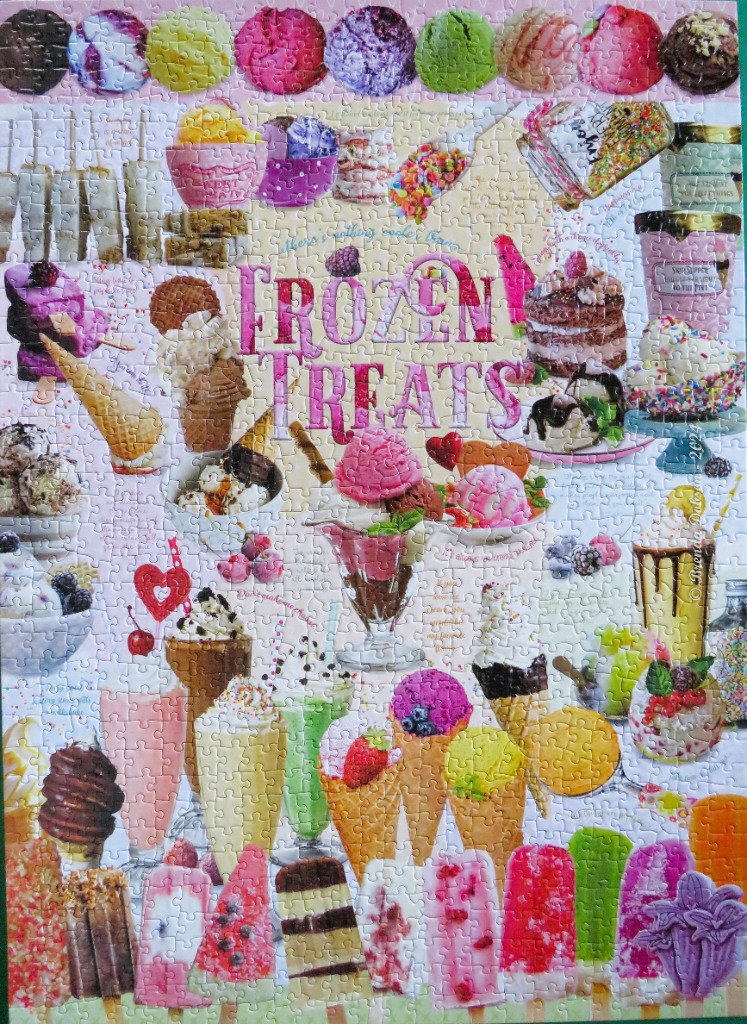 Collage of various ice cream cones, popsicles, and sundaes with the text Frozen Treats.