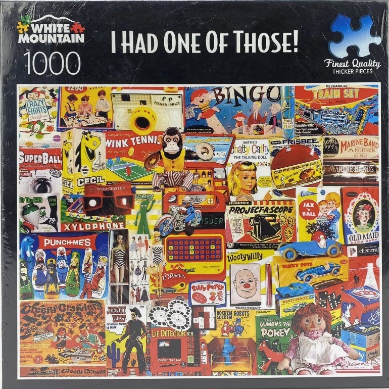 A collage of vintage mid-century American toys and games.