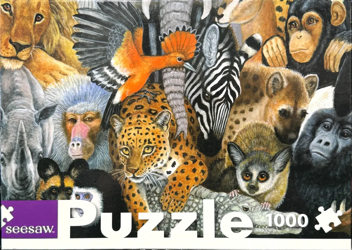 Animal Rectangular Image Art by Daphne Baxter, Seesaw, 1000 piece jigsaw puzzle, Animal ...