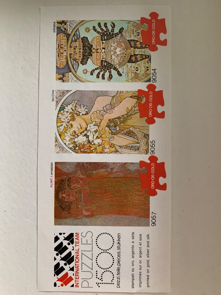 A collage featuring three classical artworks: an ornate Krishna figure, a woman with flowers, and an abstract golden figure.