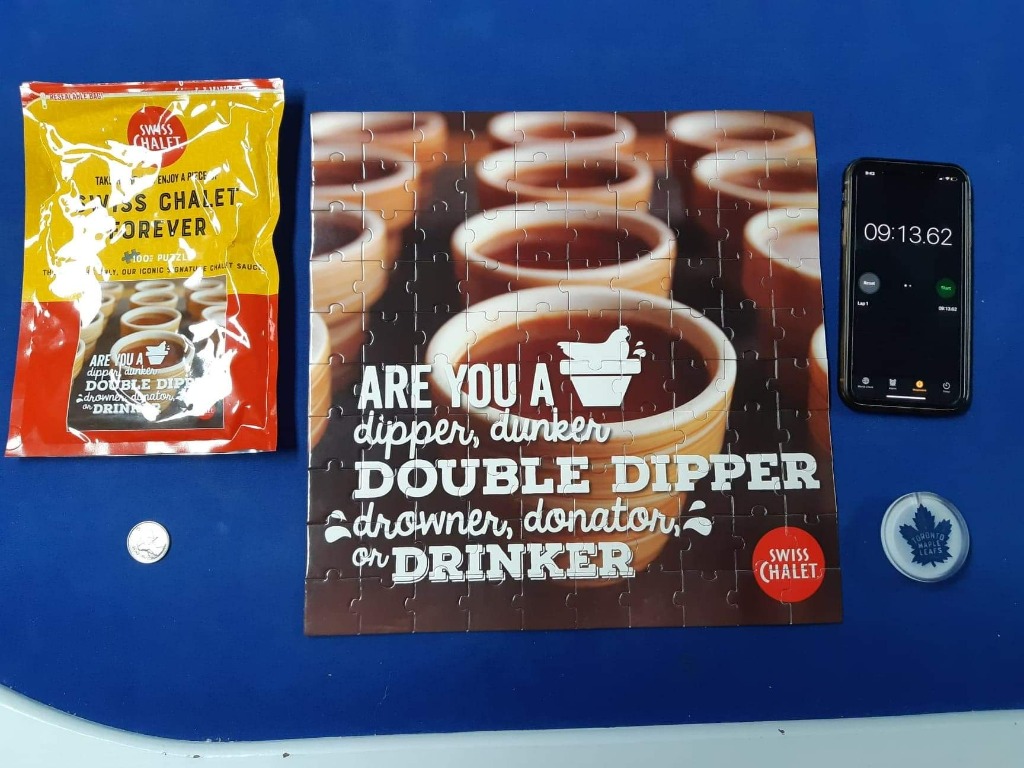 A close-up of a square image showing multiple dipping cups filled with brown sauce and text.