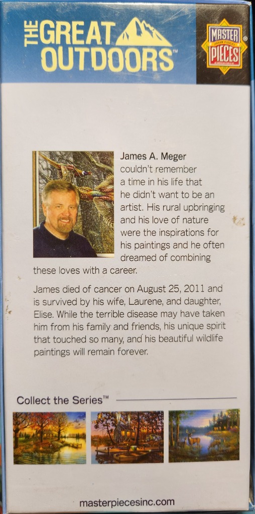 James Meger wildlife art. The Great Outdoors series includes lake, cabin, and deer scenes.