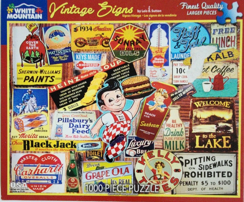 A collage of vintage Americana advertising signs and iconic brand imagery featuring a central Big Boy character.