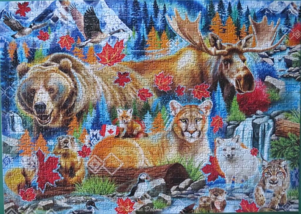 A collage of North American wildlife, including a grizzly bear, moose, and mountain lion, set against a forest landscape.