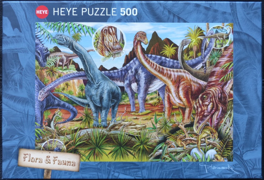 An illustration of several long-necked sauropod dinosaurs grazing in a prehistoric landscape.