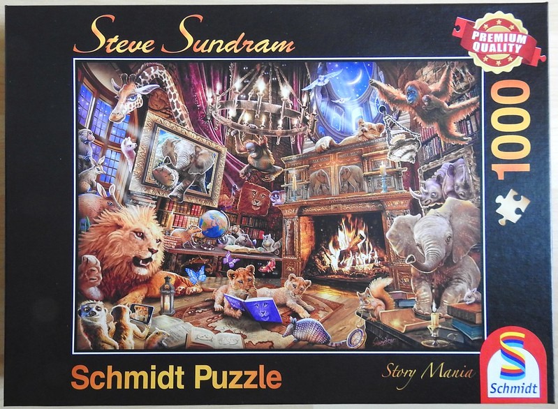 A whimsical illustration of a library filled with various wild animals surrounding a warm fireplace.