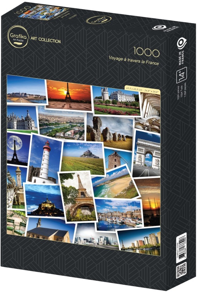 A collage of various landmarks and landscapes throughout France including the Eiffel Tower, Mont Saint-Michel, and arches.
