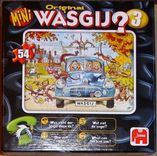 Cartoon illustration of mischievous monkeys surrounding a blue car in a safari park setting.
